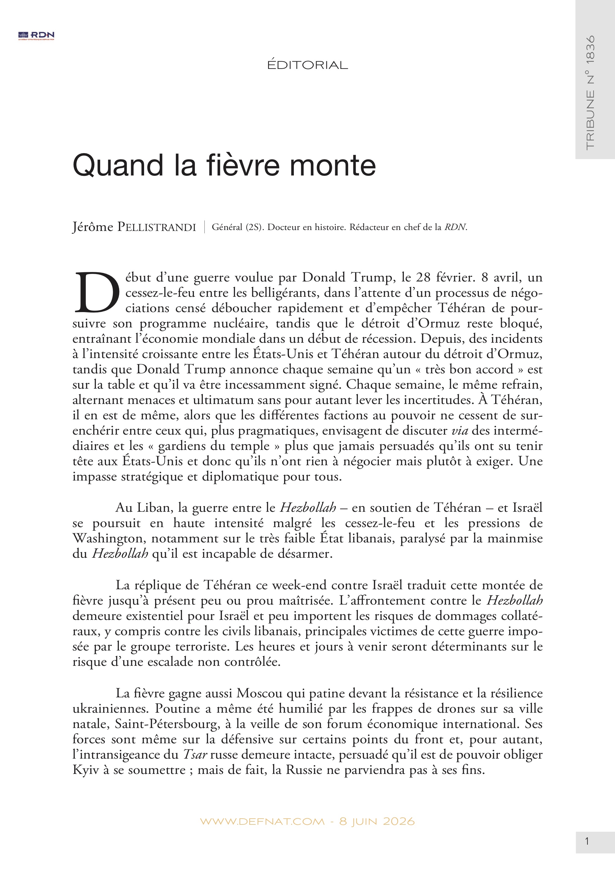 &Eacute;ditorial &ndash; Quand la&nbsp;fi&egrave;vre&nbsp;monte (T&nbsp;1836)
